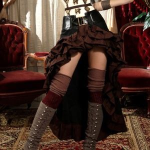 DraculaClothing Steampunk Black/Brown Vex Skirt